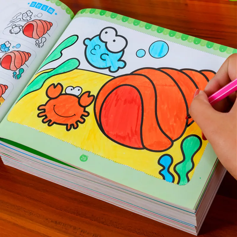 8 Books/set New Cute Coloring Book For Children Kids Adult Relieve Stress Kill Time Graffiti Painting Drawing Art ages 3-6 |