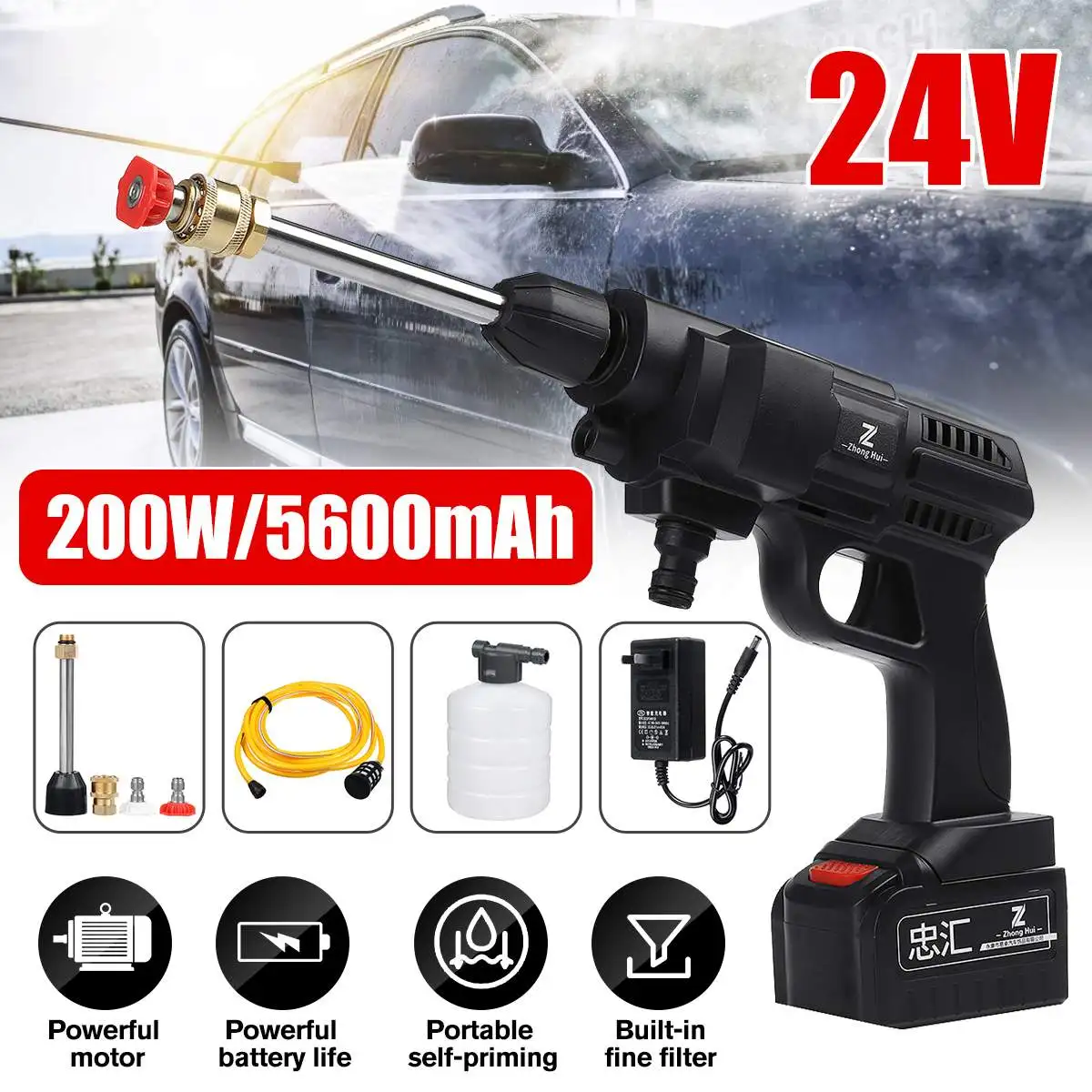 

Cordless High Pressure Car Wash Water Gun 30BAR Portable Wireless Power Cleaner Car Washer Nozzle Cleaning Machine Fast Shipping