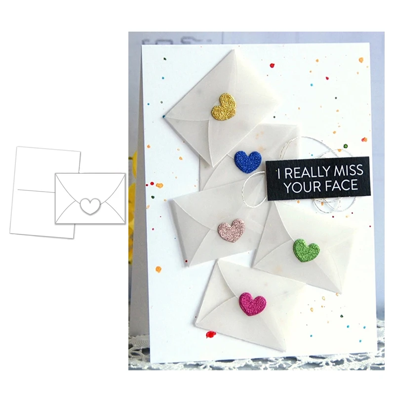 

2021 New Design Metal Cutting Dies Envelope Heart Craft Scrapbooking Handmade Knife Mould Blade Punch Stencils Dies Cut Model