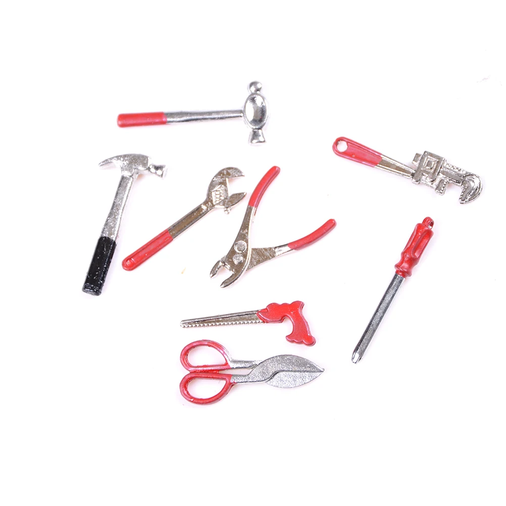 

1/12 Dollhouse Miniature Wooden Toolbox with Metal Tools Set Repair Kits Decoration for Furniture Toys Doll House Accessories
