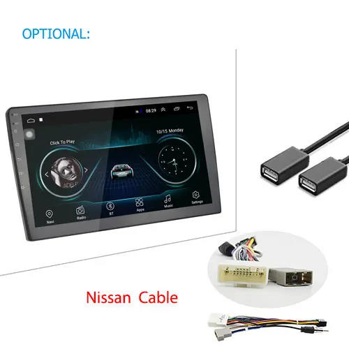 Nissan Cable Podofo Android 10,1 ''MP5 мультимедийный плеер gps навигация Авторадио Bluetooth автомобильное радио wifi Зеркало Ссылка 2 Din автомобильный аудио стерео - Цвет: Nissan Cable