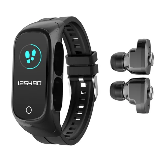 

New N8 Bluetooth Smart Bracelet TWS Earphone 2-in-1 Outdoor Sports Health Sleep Monitoring Tracker man woman wristband earphone