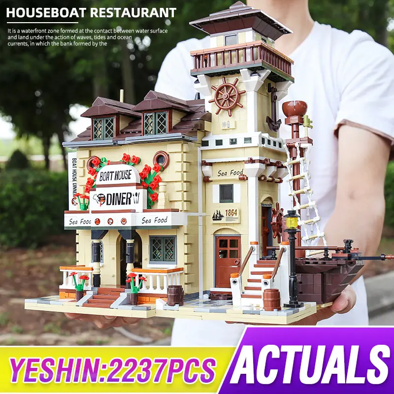 Yeshin 12003 игрушки для строительства улица домик лодка Закусочная модель 16050