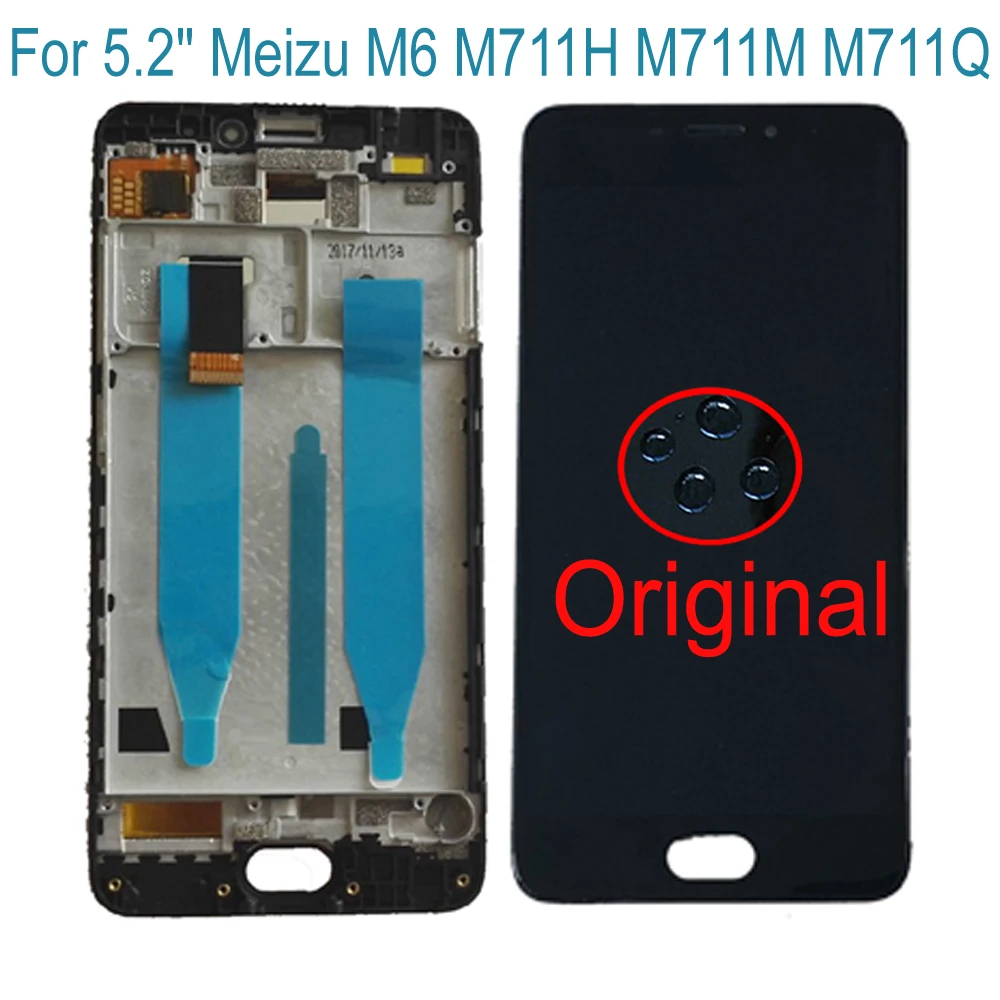 

Original For 5.2" Meizu M6 M711H M711M M711Q Glass Sensor LCD Display Touch Panel Screen Digitizer Assembly with Frame