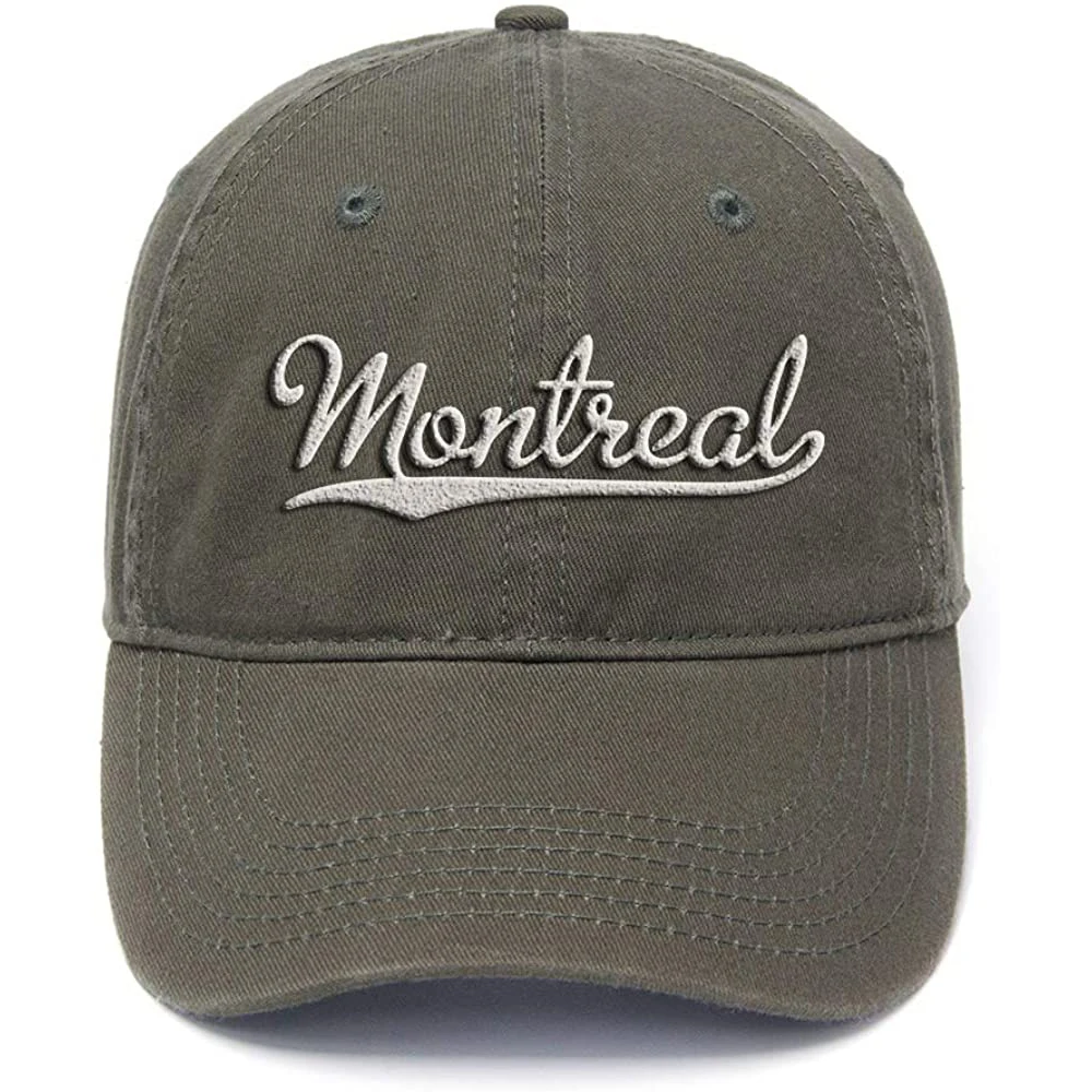 

Lyprerazy Men Women Unisex Hip Hop Cool Flock Printing Montreal Vector Retro City Washed Cotton Adjustable Baseball Cap