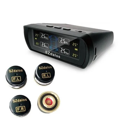 

DIY wireless LCD TPMS tire pressure monitor systems with new 4 external sensors