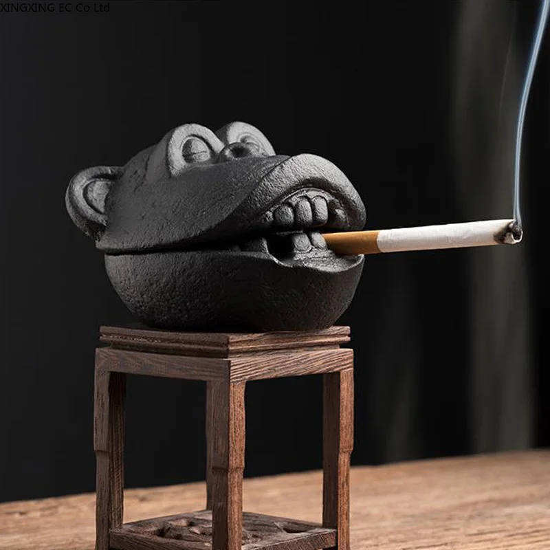 

Home Cute Animal Ashtray Creative Car Windproof Anti-fly Ash with Cover Trend Small Ashtray Living Room Home Furnishings