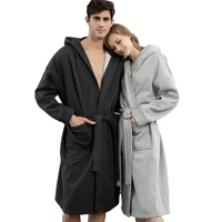 new fleece nightgown comfortable cotton wool cloth loose nightgown leisure comfortable men women couple hooded long bathrobe
