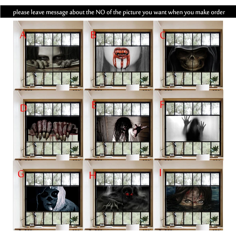 Страшная 3D ужасная печать наклейка на окна из ПВХ матовая Наклейка окно подарок