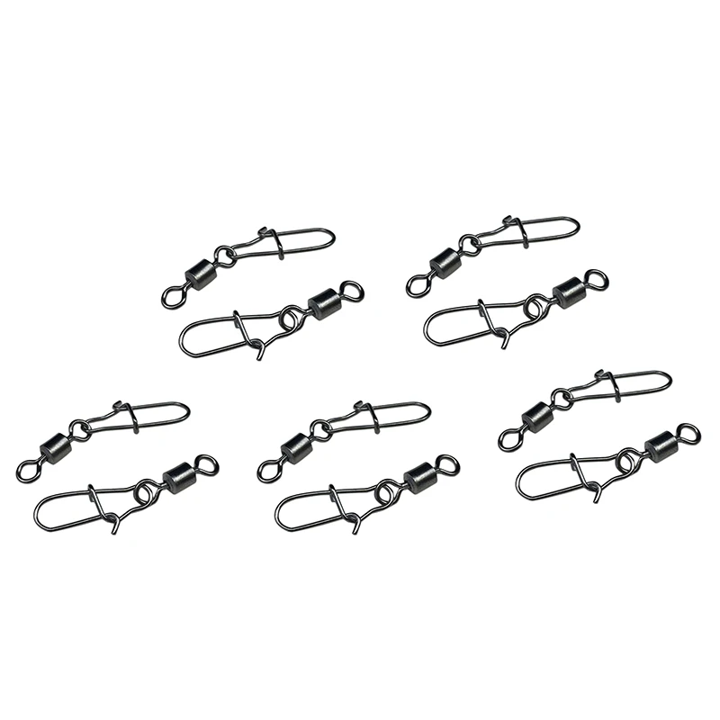 

50PCS/Lot Fishing Connector Pin Bearing Rolling Swivel Stainless Steel with Snap Fishhook Lure Tackle