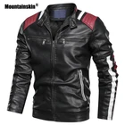 Куртка Mountainskin мужская кожаная, приталенная, с воротником-стойкой, мотоциклетная куртка из искусственной кожи, брендовая одежда, осень-зима, SA799