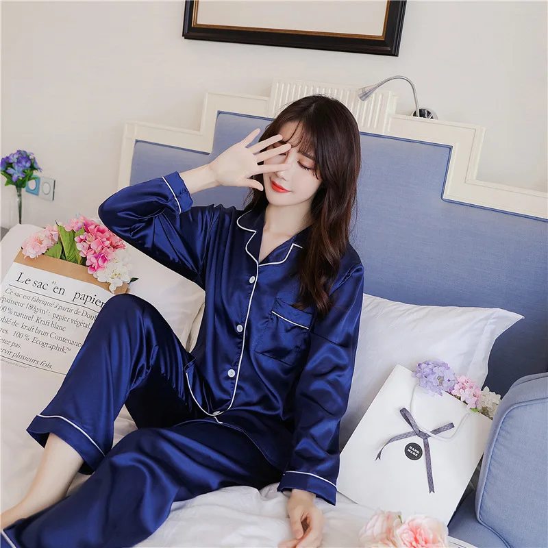 Шелковая эластичная атласная пижама женская домашняя одежда пижамы зеленого и