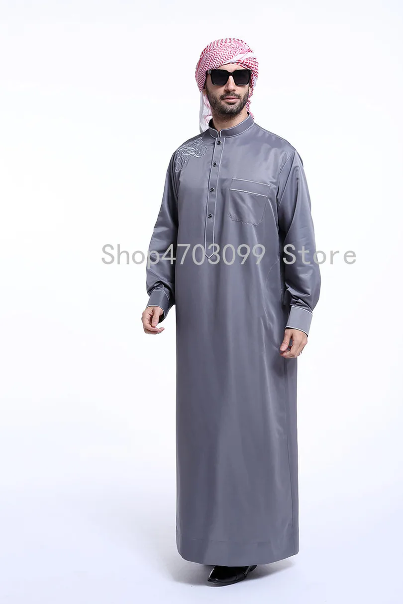 Fashion white Mens thobe arabic man dress islamic men saudi clothing