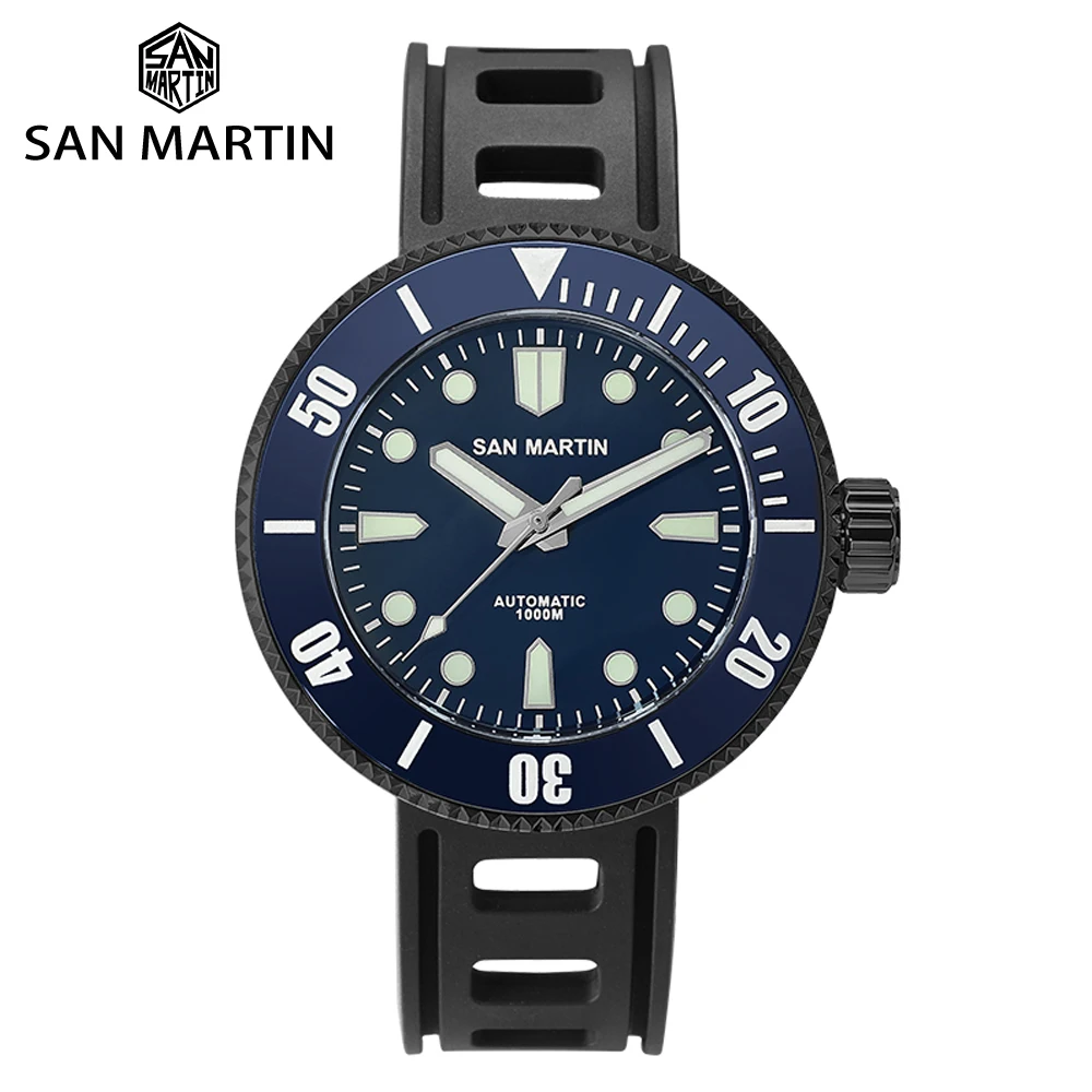

Автоматические Мужские механические часы San Martin Diver SW200, водонепроницаемые, с керамической рамкой и синим циферблатом, часы San Martin 1000 м