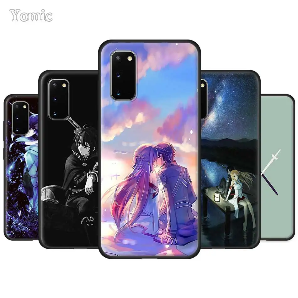 

Black Case for Samsung Galaxy S20 FE S21 Note 20 Ultra S10 10 Lite S9 Plus S8 S10e Soft TPU Cover Sword Art Online SAO Anime