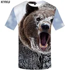 Футболка мужская KYKU, с забавным принтом медведя, со снегом, повседневная одежда