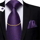 Hi-Tie Фиолетовый Новый дизайн мужские галстуки Hanky запонки Набор Шелковый Модный классический роскошный галстук цепочка подарок для мужчин деловой свадьбы