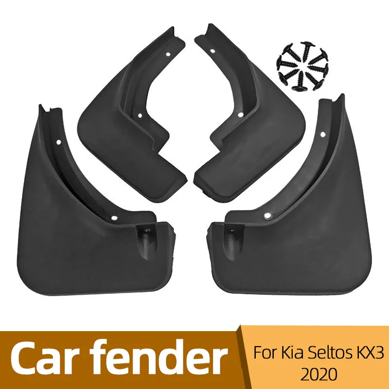 

For Kia Seltos KX3 2020 Plastic Black 4PCS Mudflaps Splash Guards Front Rear Mud Flap Mudguards Fender Car Protect Accessories