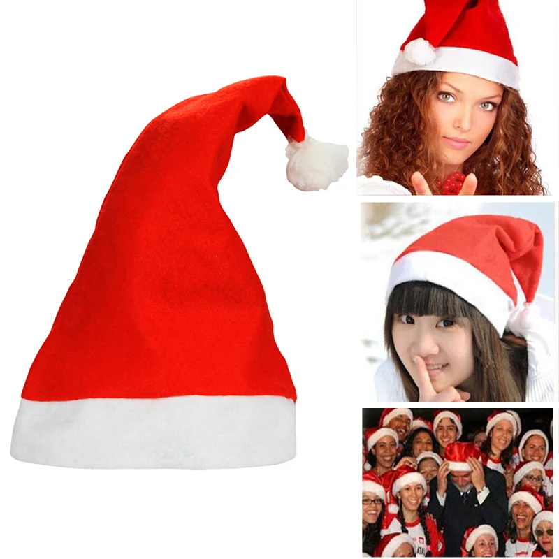 Hot Sale Christmas Red Classic Santa Hats Traditional Santa Claus Cap for Party Costume Holiday Christmas Hats Party Supplies