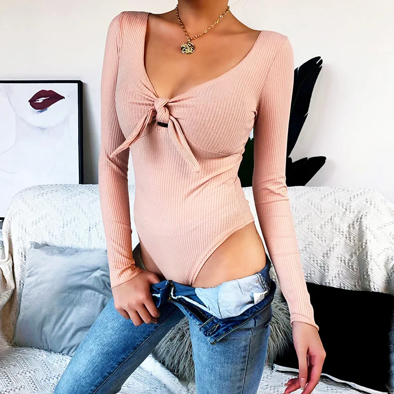 Весна 2020 европейский и американский Новый Глубокий V кролик узел комбинезон