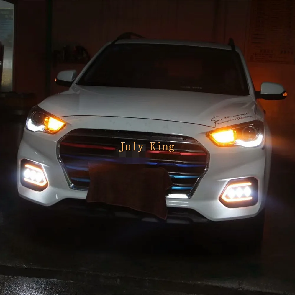 Светодиодные дневные ходовые огни July King чехол для Hyundai IX35 2018 + DRL противотуманные