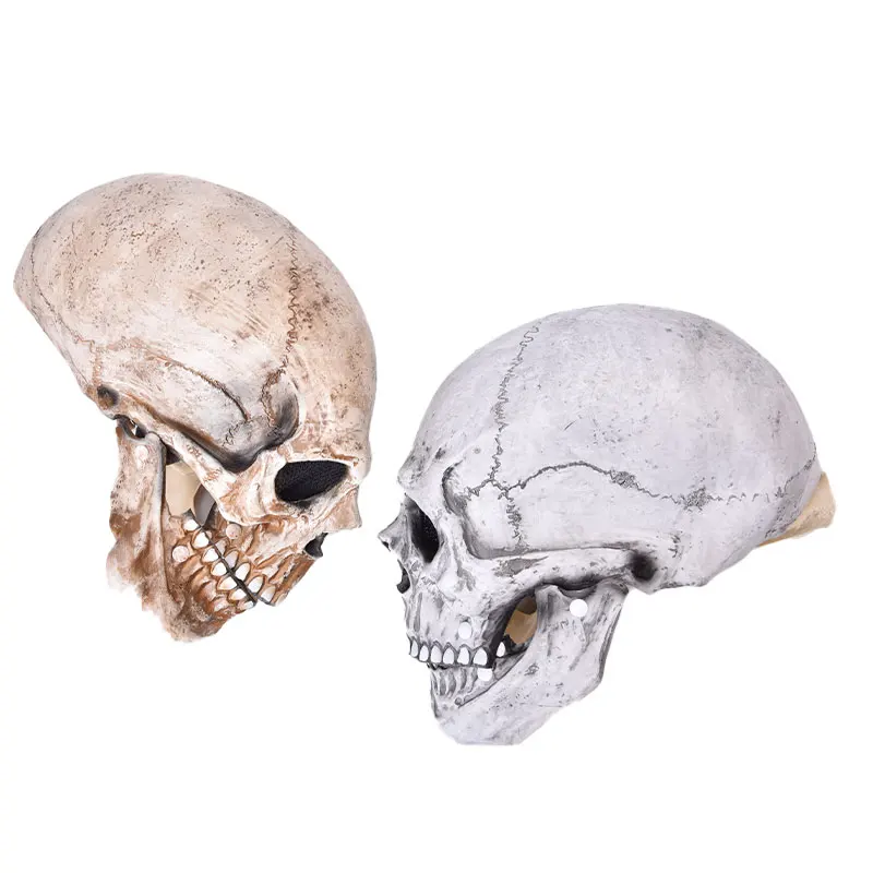 Full Head Skull Mask Helmet With Movable Jaw Halloween Party Prop Latex Headgear | Дом и сад