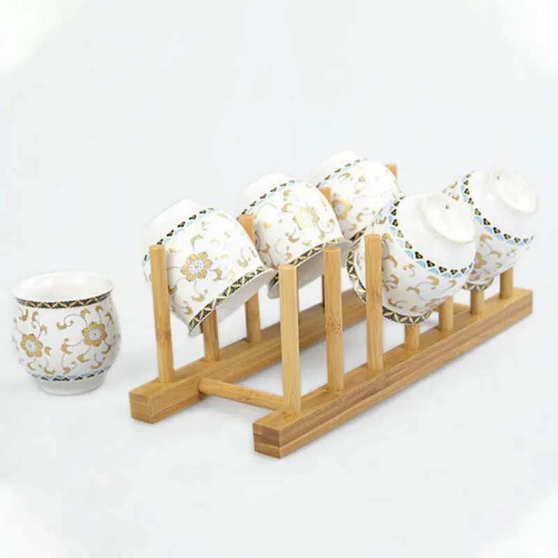 

Mug Holder Tree and Dish Rack Set, Wooden Cup Holder Tabletop Holder, Mug Dish Plate Bowl Cup Book Pot Lid Rack