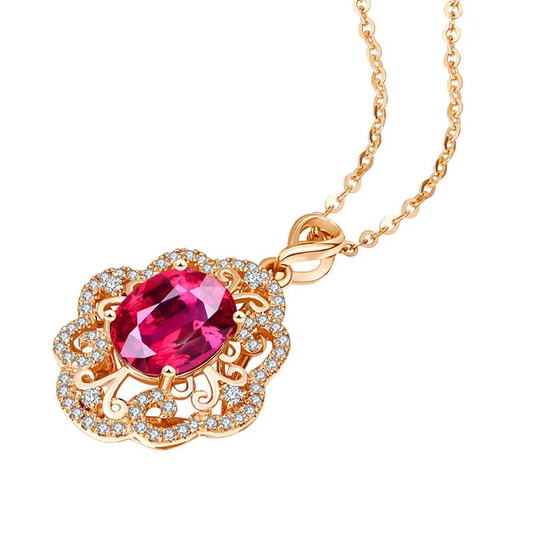 Jellystory Luxury Silver 925 Necklace with Oval Shaped Ruby Zircon Gemstones Pendant Jewellery for Women Wedding Gifts Wholesale | Украшения