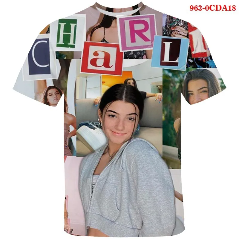 

Charli Damelio 3D Print T-shirt Summer Children Short Sleeve Tshirt Boys Girls T Shirt Casual Streetwear Kids Tee Tops Camiseta