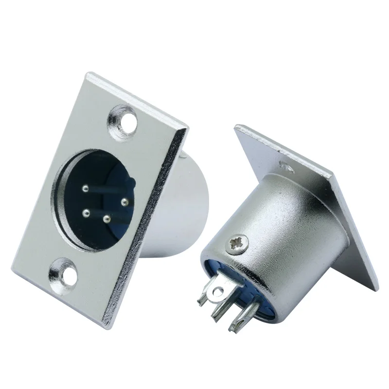 

20pcs XLR wire connector 4pin XLR male plug Professional speaker plug Fixed panel mount metal nickel plated cable adapter