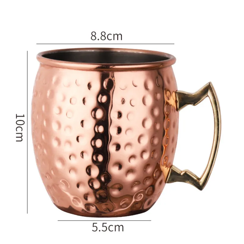 

Creative Ounces Hammered Copper Plated Moscow Mule Beer Water Mug Coffee Milk Mug Cocktail Cup Stainless Steel Teacup Drinkware