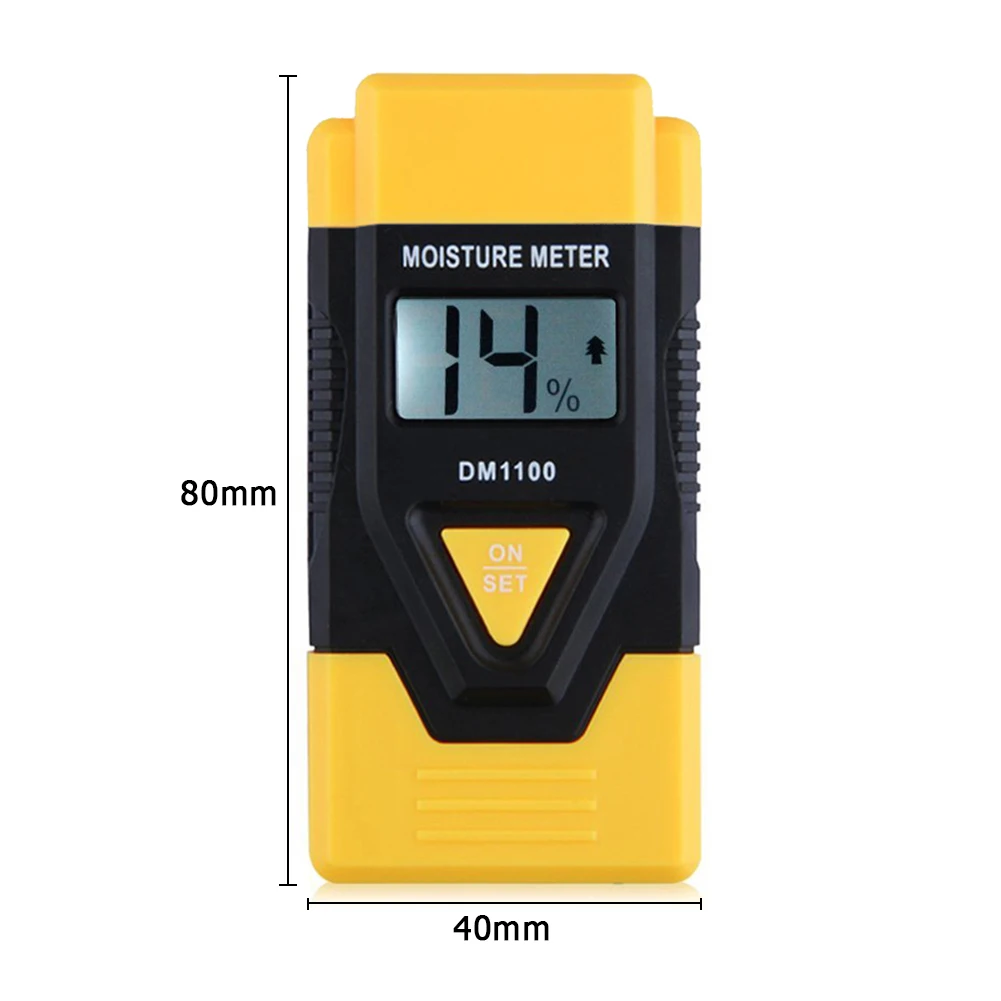 

DM1100 3in1 Two Pins Timber Damp Moisture Meter Detector LCD Digital Display Concrete Cardboard Mixed Soil Wood Humidity Tester