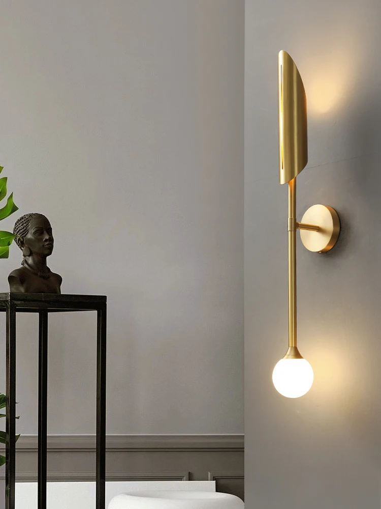 

Nordic Copper LED Wall Light Living Room Modern Sconce Wall Light Bedroom Decoration Wall lights Fixture Home Indoor