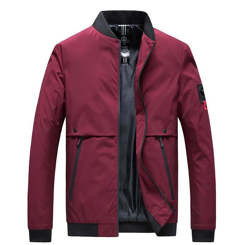 

Coat spring Autumn Mens Jacket Stand Collar Windbreaker Male Blue Baseball Jackets Casual Thin High Quality Size M-4XL