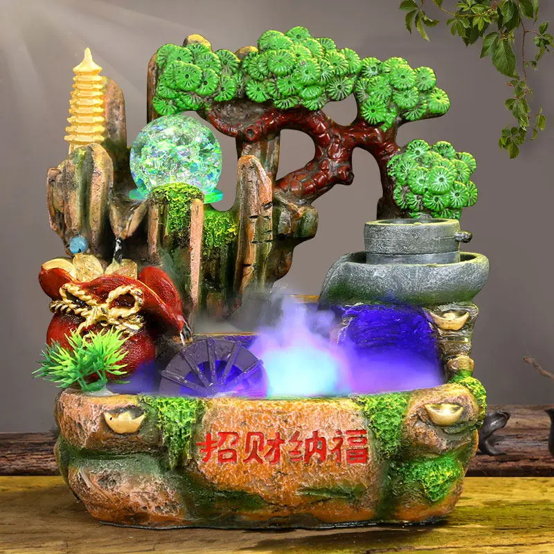 220V Feng Shui скала фонтан комнатная столешница водопад фонтаны рабочем столе Lucky