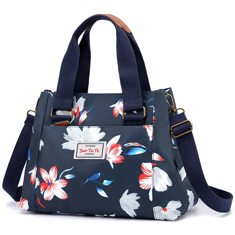 

Women's printed handbag, waterproof nylon bracelet, large capacity, 3 layers
