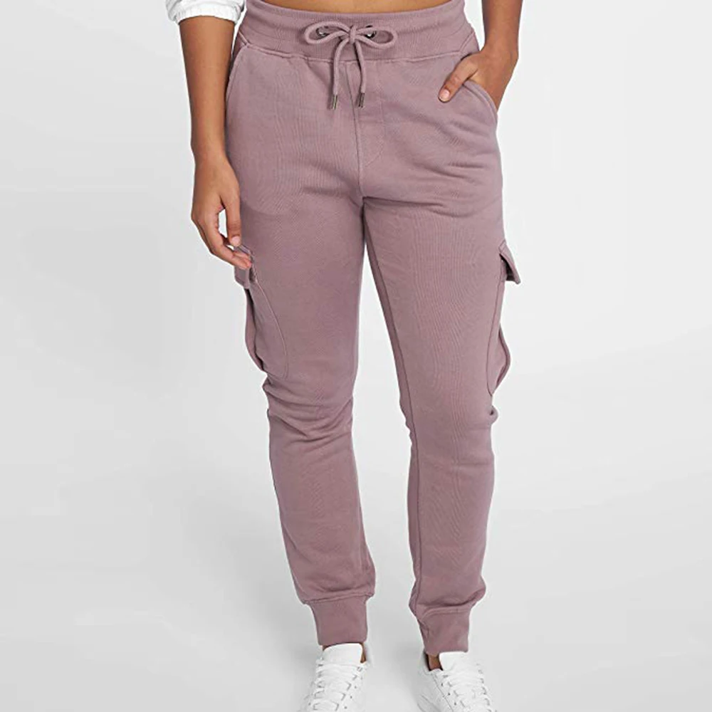 

2020 New Autumn Women Lace Up Waist Casual Pants Solid Pencil Pants Multi-Pockets Plus Size Straight Slim Fit Trousers