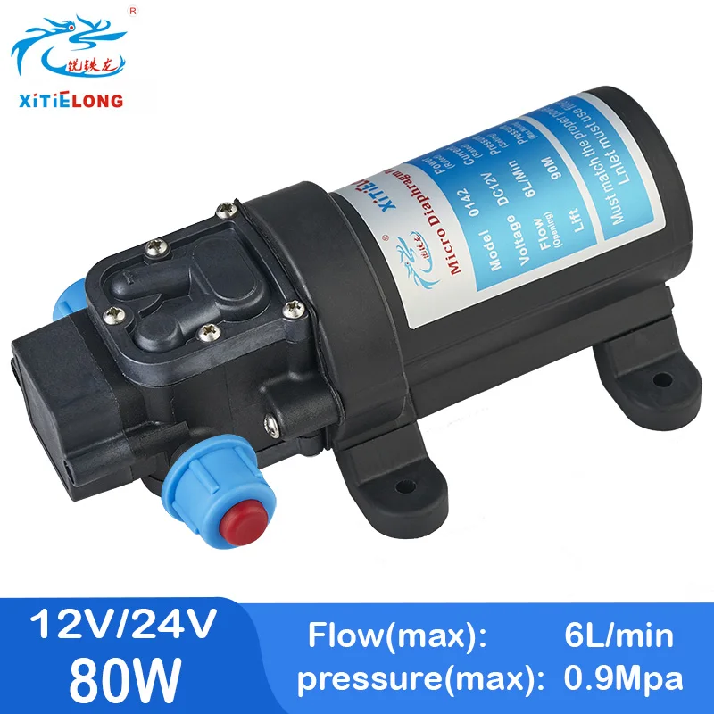 

Миниатюрный мембранный насос высокого давления, 12 В, 24 В, 80 Вт, 5,5 л/мин, с автоматическим переключателем оплавления, многофункциональный, пос...