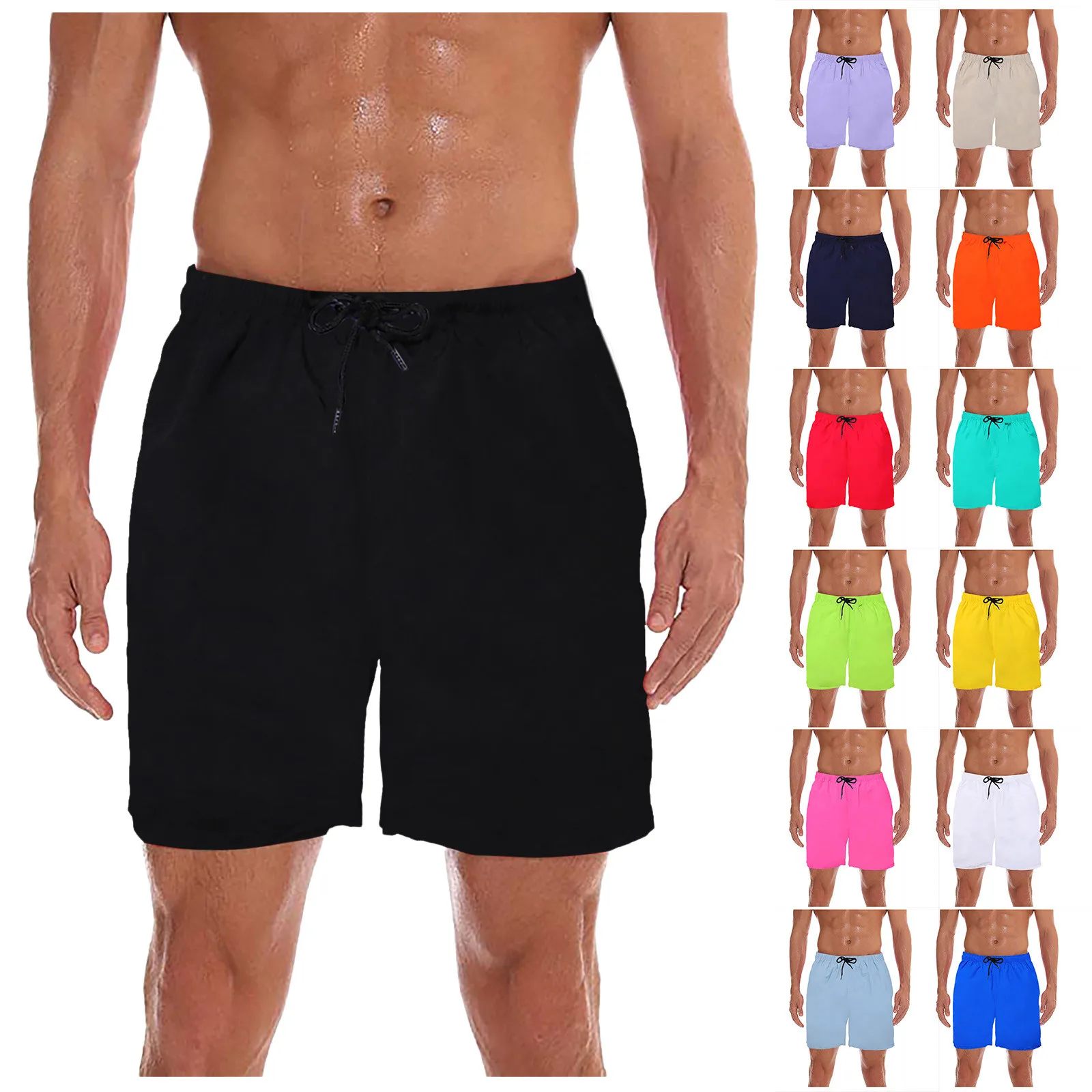 

Men's Tasron Quick Dry Waterproof Plain Color Straight Beach Shorts Speedos#