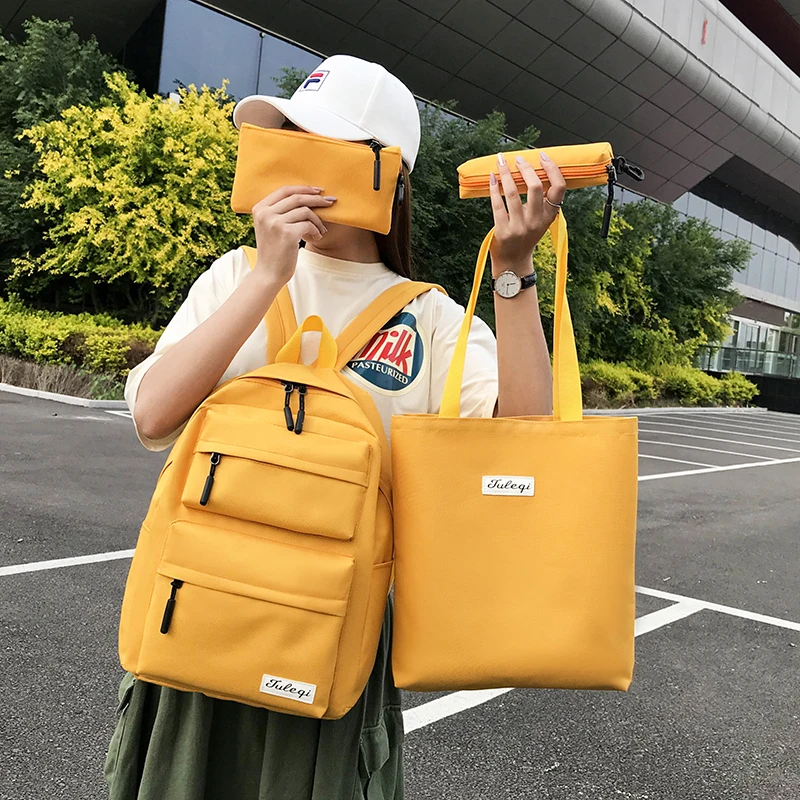 Рюкзак Для женщин холст 4 шт./компл. рюкзак Новая мода mochila feminina Подростковая сумка через плечо для девочек рюкзаки женские сумки