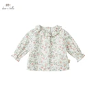 DB16154, демисезонная Модная рубашка с цветочным принтом для маленьких девочек, топы для малышей, детская одежда высокого качества