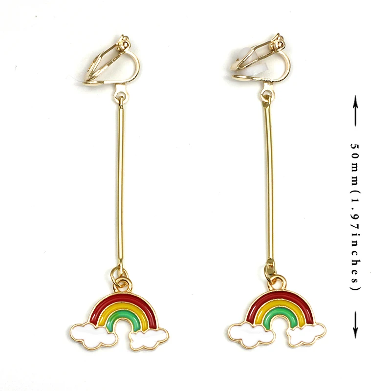 Клипсы с радужными облаками без пирсинга серьги-манжеты Радуга отверстий клипсы