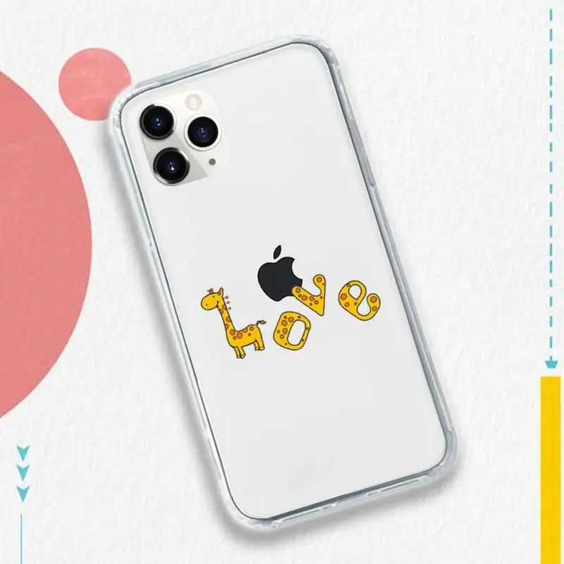 

Cute cartoon giraffe animal Phone Case Transparent soft For iphone 5 5s 5c se 6 6s 7 8 11 12 plus mini x xs xr pro max