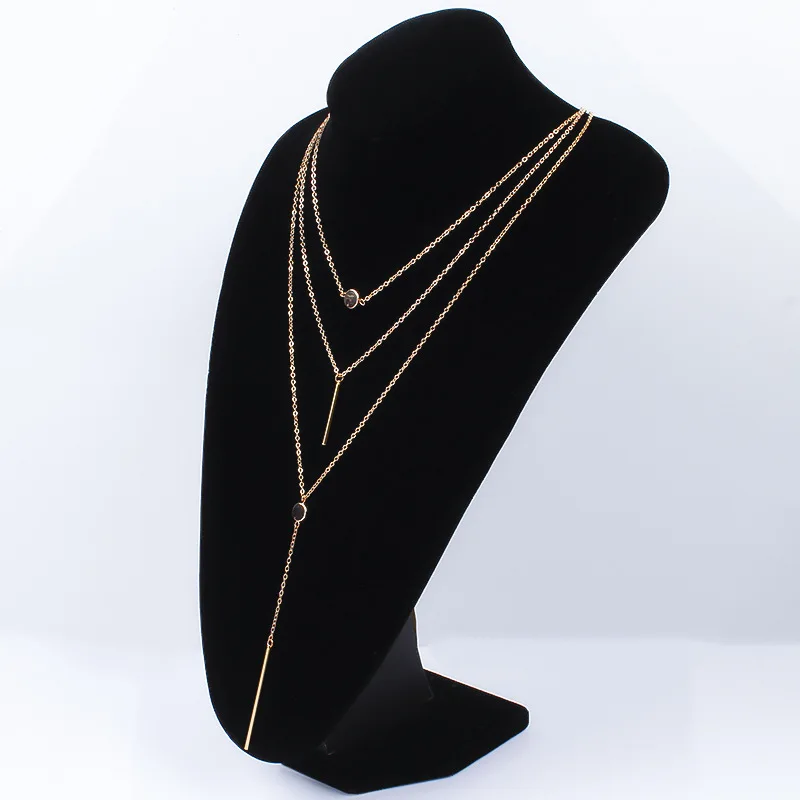 New Metal Stick Long Chain Choker Necklace Pendant Women Small Dot Gold Silver Exquisite Multi-layer Jewelry | Украшения и