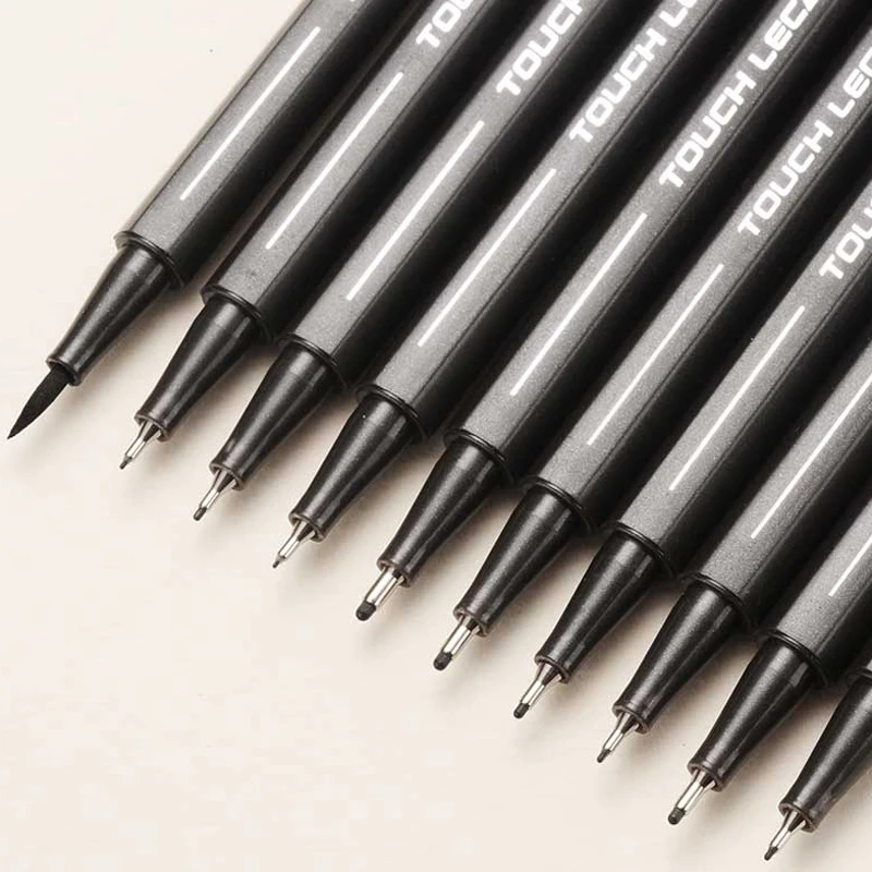 

10Pcs/set Pigment Liner Micron Ink Marker Pen 0.05 0.1 0.2 0.3 0.4 0.5 Brush Tip Black Fineliner Sketching Manga Drawing Pen