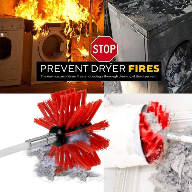 

Chimney Brush Lint Remover with Reinforced Nylon Rod Durable for Metal Flues and Brick Chimneys