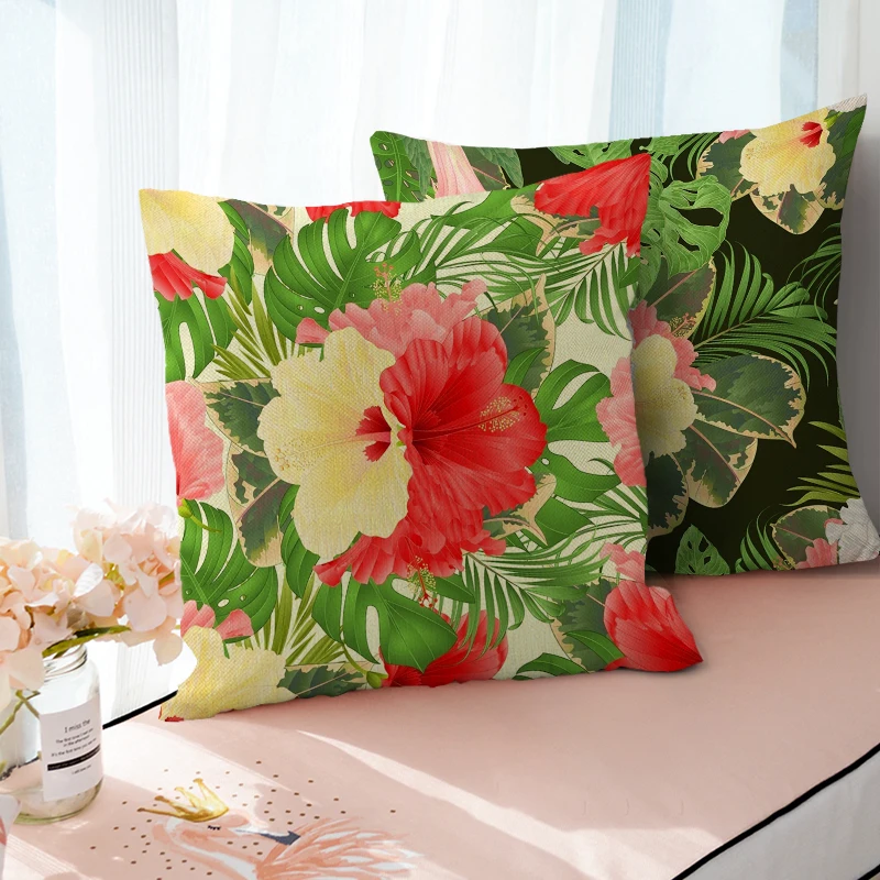 

45x45 Mix Flowers Pattern Style Linen Cushion Cover for Bed Pillows Cases for Sofa Covers for Home Living Decoration