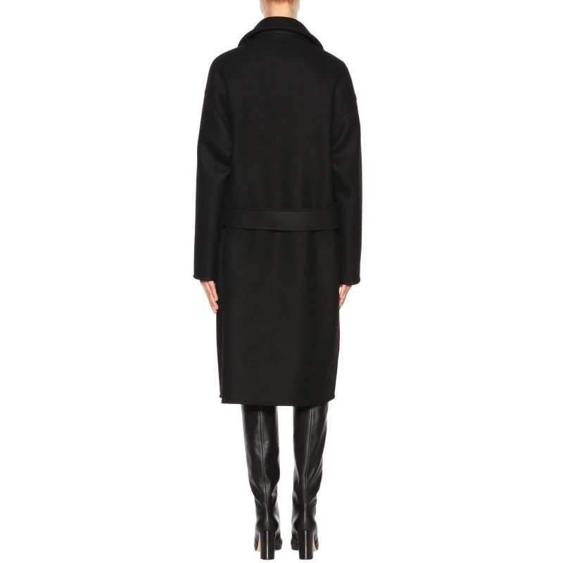 

2019 New Winter Coat Women Lapel Neck Long Sleeve Casual Wool Blends Trench Coat Solid Double Breasted Long Coat Outwear