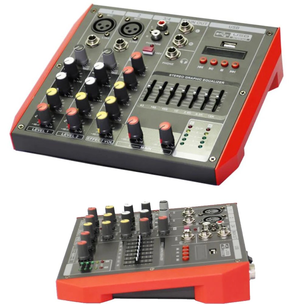 Pro MG4 4 микрофон Вход канальный звук аудио DJ Mixng смеситель Bluetooth EQ USB 48V консоль для