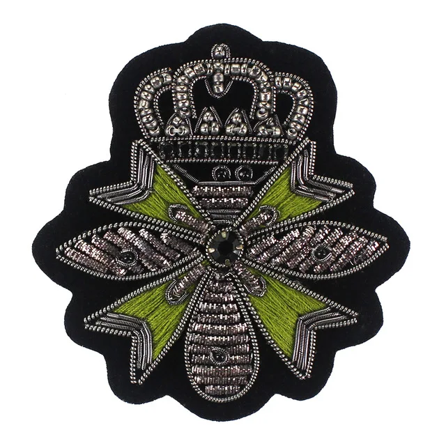 1767bee 1 шт. пчелиная Корона, венок, тигр, значок, Сердце Любви, индийский Шелковый патч, Аппликация из бисера, нашивки, винтажный вышитый значок для шитья P87 - Цвет: 1767bee